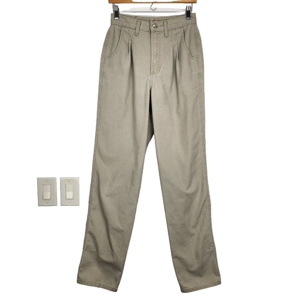 Rockies Vintage Bareback Khaki High Rise Jeans Womens 7/8 Long Pleated Western